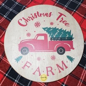 Lazy Susan Spins Christmas Tree Farm Retro Vintage Red Truck Farmhouse Decor